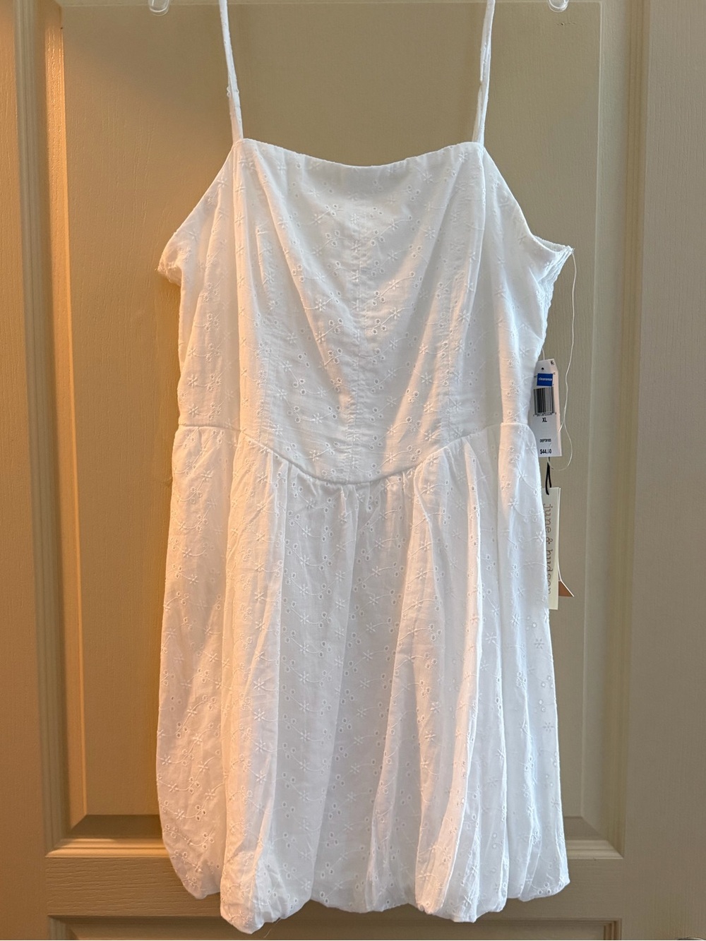 june & hudson White Eyelet Bubble Dress for Girls
